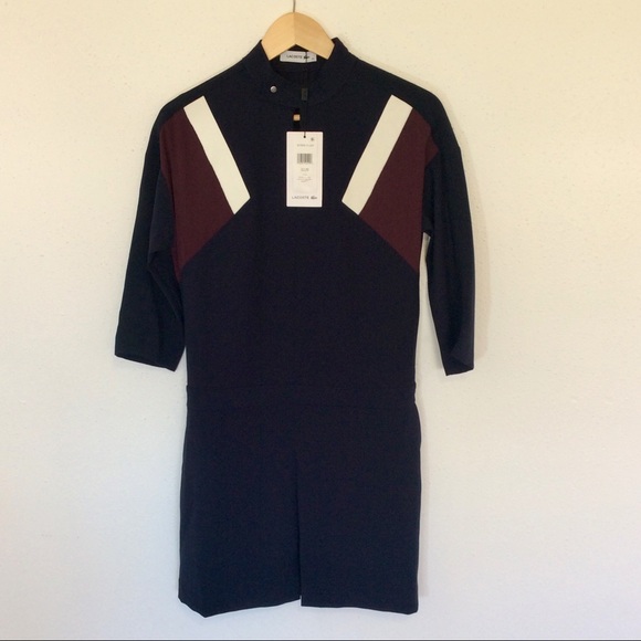 LACOSTE Stretch Polo Dress Golf Tennis Navy Blue  Size 0/32 - Picture 1 of 10